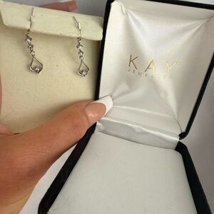 Kay Jewelers Silver Heart Drop Earrings